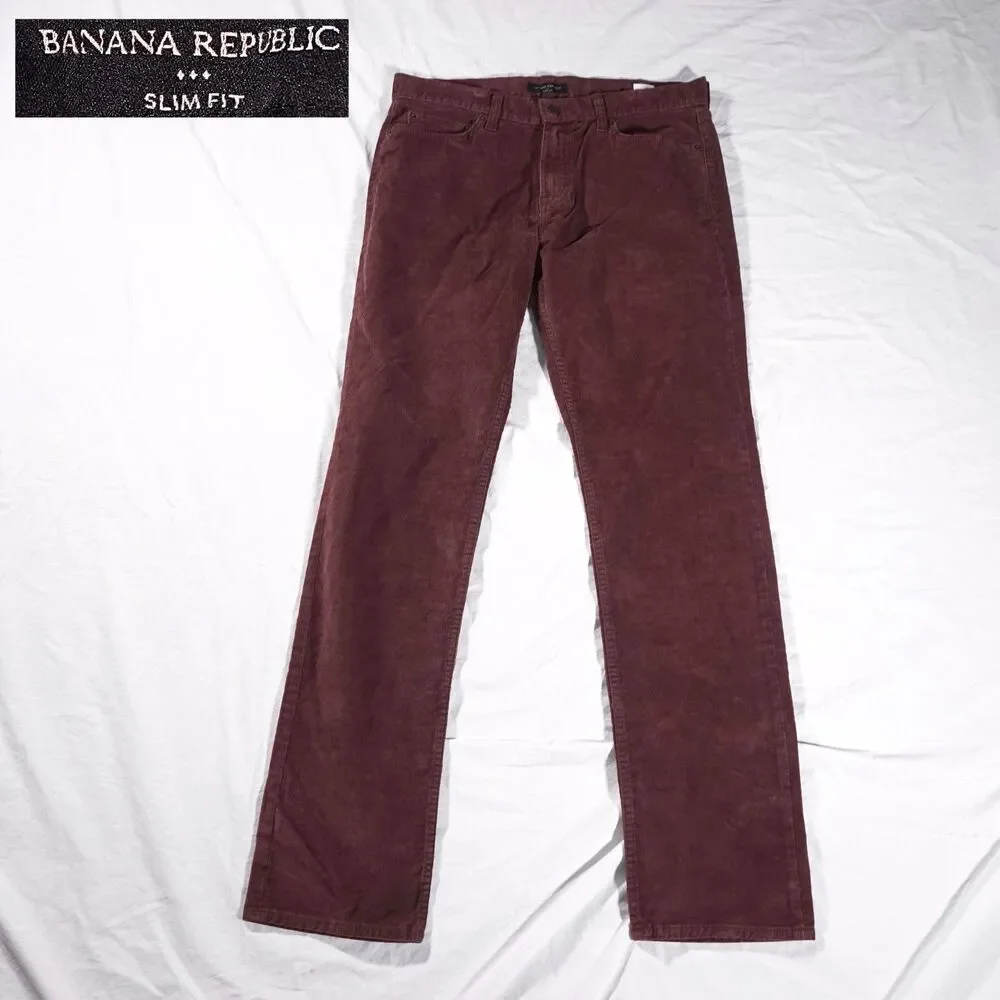 Banana Republic Slim Fit Corduroy Pants Red Brown 33x34